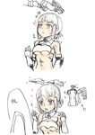  abs anger_vein armor bare_shoulders blush breasts brown_eyes comic elbow_gloves fate/grand_order fate_(series) fingerless_gloves gloves open_mouth penthesilea_(fate/grand_order) short_hair 
