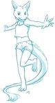  2017 anthro aogami barefoot clothed clothing crossdressing cub cute dragon fur furred_dragon girly long_tail male monochrome navel simple_background solo standing xine young 