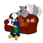  2017 absurd_res ambiguous_gender anthro avian bird canine clothed clothing digital_media_(artwork) english_text falcon fur hair hi_res justin_(character) male mammal max_(character) monkey notkastar_(artist) notska_(character) partially_clothed primate rainbow sketch sofa tagme text underwear vertical_bar_eyes wolf zatch_(character) 