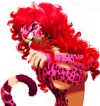  5_fingers anthro breasts feline female fur hair kero_tzuki leopard mammal nude purple_fur red_hair simple_background solo spots spotted_fur standing whiskers white_background 