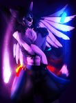  2012 anthro black_hair black_nose blue_eyes canine clothed clothing dog feathered_wings feathers hair hybrid kero_tzuki male mammal smile solo topless wings 