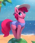  2017 beach clothing cutie_mark earth_pony equine female feral friendship_is_magic hair hat horse mammal my_little_pony outside pinkie_pie_(mlp) pony rodrigues404 seaside solo swimsuit 