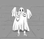  2015 ambiguous_gender animated_skeleton barefoot bone cloth costume grass greyscale halloween holidays monochrome not_furry outside road skeleton solo standing tggeko undead 