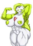  abs b0nf1r3 big_breasts breasts female gardevoir green_lips green_nipples looking_at_viewer muscular nintendo nipples pok&eacute;mon pussy red_eyes solo thick_thighs video_games 