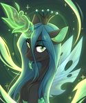  2017 absurd_res changeling fensu-san forked_tongue friendship_is_magic glowing hair hi_res horn insect_wings long_hair looking_at_viewer magic my_little_pony queen_chrysalis_(mlp) solo tongue tongue_out wings 