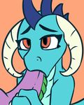  2017 ambiguous_gender animated dragon duo fearingfun friendship_is_magic horn male male/ambiguous my_little_pony oral penis princess_ember_(mlp) sex simple_background solo_focus spike_(mlp) 