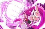  :o aino_megumi angry bow bright_pupils brooch clenched_hand cowboy_shot cure_lovely energy hair_ornament happinesscharge_precure! heart heart_hair_ornament highres jersey_68 jewelry long_hair looking_at_viewer magical_girl open_mouth outstretched_hand pink pink_background pink_bow pink_eyes pink_hair pink_skirt ponytail precure punching skirt solo teeth thighhighs v-shaped_eyebrows white_legwear wrist_cuffs 