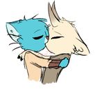  blue_fur blush caprine cartoon_network cat chi_chi child clothed clothing cub duo eanthro feline fur goat gumball_watterson horn kissing male male/male mammal shirt sweater tagme tan_fur the_amazing_world_of_gumball young 
