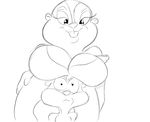 age_difference animaniacs anthro areola big_breasts breasts chipmunk clothing duo eyes_halfway_closed fellatio female foreplay hi_res male male/female mammal older_female oral pencil_(artwork) rodent sex skippy_squirrel smile squirrel traditional_media_(artwork) young 