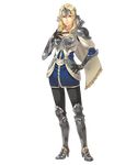  arm_guards armor armored_boots blonde_hair boots breastplate breasts cape capelet cleavage dress fire_emblem fire_emblem_echoes:_mou_hitori_no_eiyuuou fire_emblem_heroes full_body gloves grey_eyes grey_footwear hand_on_hip hand_on_own_chest helmet high_heel_boots high_heels highres jewelry knee_boots knee_pads long_hair looking_at_viewer matilda_(fire_emblem) medium_breasts necklace official_art okaya_mrh pantyhose short_dress shoulder_armor smile solo standing transparent_background 