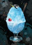  bird black_sky blue cherry commentary_request emperor_penguin food fruit glass md5_mismatch no_humans nomiya_(no_38) original penguin shaved_ice sky snowflakes star_(sky) starry_sky 