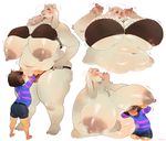  big_breasts blush bra breasts caprine clothing female goat horn huge_breasts human larger_female male mammal mature_female nipples overweight panties protagonist_(undertale) roly size_difference sweat toriel undertale underwear video_games 