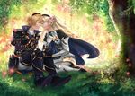  1girl armor blonde_hair cape female_my_unit_(fire_emblem_if) fire_emblem fire_emblem_if flower garden leon_(fire_emblem_if) long_hair mamkute my_unit_(fire_emblem_if) nintendraw outdoors sitting white_hair 