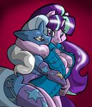  2017 anthro anthrofied armwear breasts cleavage clothed clothing duo elbow_gloves equine friendship_is_magic gloves horn hug legwear mammal my_little_pony starlight_glimmer_(mlp) stockings theburningdonut trixie_(mlp) unicorn 