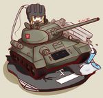  caterpillar_tracks chibi emblem girls_und_panzer ground_vehicle katyusha military military_vehicle motor_vehicle nuu_(nu-nyu) pravda_(emblem) road t-34-85 tank traffic_light trash_can wall 