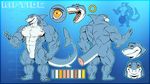  anthro featureless_crotch fish hyper hyper_muscles looking_at_viewer male marine model_sheet muscular neodokuro nipple_piercing nipples nude open_mouth piercing riptide_(legogood) shark smile solo 