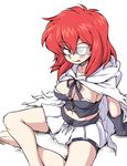  1girl blush breasts character_request eyepatch feet oyatsu_(mk2) red_eyes red_hair toes 