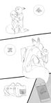 2017 anthro black_and_white canine clothed clothing comic dialogue disney duo english_text female fox judy_hopps lagomorph male mammal monochrome nick_wilde rabbit spintherella text zootopia 