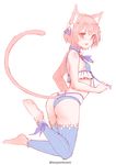  absurdres animal_ears ankle_ribbon ass bangs bare_arms bare_shoulders barefoot blue_bra blue_choker blue_legwear blue_panties blue_ribbon blush bob_cut body_blush bolo_tie bow bra brown_eyes brown_hair cat_ears cat_tail choker commentary_request eyebrows_visible_through_hair eyes_visible_through_hair facebook_username feet_up felix_argyle frilled_bra frilled_legwear frills from_side front-tie_top full_body hair_between_eyes hair_bow hair_ribbon hatching_(texture) highleg highleg_panties highres jewelry looking_at_viewer looking_to_the_side male_focus open_mouth otoko_no_ko pale_color panties parted_bangs pendant pinky_out plantar_flexion puffy_chest re:zero_kara_hajimeru_isekai_seikatsu ribbon shiny shiny_skin short_eyebrows short_hair simple_background sketch skindentation sleeveless slit_pupils solo spaghetti_strap strap striped striped_legwear striped_ribbon tail thighhighs toeless_legwear toenails underwear vertical-striped_bra vertical-striped_legwear vertical_stripes white_background white_bow zhaofeng_yinyue 