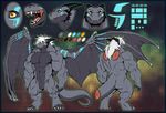  anthro dragon featureless_crotch hair horn hyper hyper_muscles male model_sheet muscular neodokuro nude open_mouth solo standing wings 