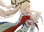  check_commentary commentary commentary_request dashi_(minzoku_gb) dress fate/grand_order fate_(series) flag gloves hat long_hair marie_antoinette_(fate/grand_order) open_mouth silver_hair smile solo twintails 