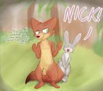  2017 animal_genitalia anthro arms_above_head balls blush canine disney duo embarrassed female fluffy fox fur judy_hopps lagomorph male male/female mammal nick_wilde nicke_wilde paws rabbit raised_eyebrow squishy_kitty_(artist) zootopia 