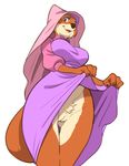  anthro breasts canine clothing disney dress eyebrows eyelashes female flashing fox maid_marian mammal pubes pussy robin_hood_(disney) simple_background thigh_gap toomanyboners white_background 