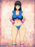  1girl bikini black_eyes black_hair breasts chi-chi_(dragon_ball) cleavage dragon_ball layerth looking_at_viewer thick_thighs 