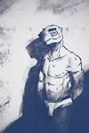  anthro briefs bulge calvin_klein clothing hi_res looking_at_viewer male nipples scalie scar serex sketch solo standing underwear 