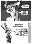  anthro bottomless clothed clothing comic dialogue disney female judy_hopps lagomorph luraiokun male mammal nick_wilde phone sofa zootopia 