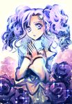  1girl dress flower long_hair meredy open_mouth purple_eyes purple_hair rose tales_of_(series) tales_of_eternia twintails 
