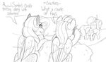  2016 apple big_macintosh_(mlp) bucket camera dialogue english_text equine evehly feathered_wings feathers female feral fluttershy_(mlp) food friendship_is_magic fruit hi_res horn horse king_sombra_(mlp) male mammal monochrome my_little_pony pegasus pony rainbow_dash_(mlp) sketch text unicorn wings 