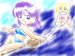  akazukin_chacha blonde_hair chacha open_eyes purple_hair surfing yakko 
