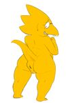  alphys anus camel_toe clothed clothing eyewear female garbledina glasses looking_back nude protagonist_(undertale) puffy_anus pussy raised_tail simple_background smile solo sweat text undertale video_games white_background 