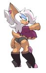  anthro bat big_breasts bigdad boots breasts butt chibi clothing female footwear huge_breasts mammal rouge_the_bat smile solo sonic_(series) standing tight_clothing torn_clothing 