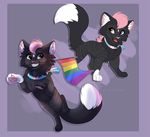 black_fur cat duo feline fur hair heterochromia kitchiki mammal pawpads paws pink_hair pink_nose smile teeth 