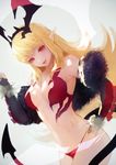  bare_shoulders bikini_bottom blonde_hair breasts demon_tail elbow_gloves gloves head_wings large_breasts long_hair lord_of_vermilion lord_of_vermilion_iii milia_(lord_of_vermilion) navel nido_celisius pointy_ears red_eyes solo tail 
