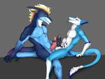  anthro balls black_penis blue_eyes blue_fur blusky claws dragon duo erection frottage fur hi_res interspecies male male/male mammal neverneverland nude penis scalie sergal sex simple_background tail_ring teryx_commodore tongue tongue_out white_fur 