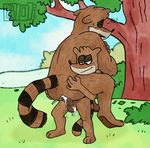 anal anal_penetration anthro balls bowserboy101 brothers cartoon_network cum cum_in_ass cum_inside don_(regular_show) duo incest male male/male mammal outside penetration penis raccoon regular_show rigby_(regular_show) sibling 