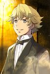  bell_o2 blonde_hair blue_eyes bow bowtie facial_mark final_fantasy final_fantasy_crystal_chronicles final_fantasy_crystal_chronicles_the_crystal_bearers formal layle male_focus solo suit teeth upper_body 