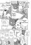  anthro cat clothed clothing comic dialogue english_text feline female greyscale male male/female mammal mikaduki_karasu monochrome mouse open_mouth rodent smile text 