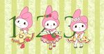  2012 beady_eyes blush chibi clothing cute dancing female flower footwear fur hood kemono lagomorph looking_at_viewer mammal my_melody plant please_my_melody rabbit sanrio shoes smile solo t.p. white_fur 