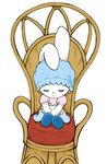  2008 apron chair clothing eyes_closed female footwear fur lagomorph long_ears mammal mature_female mother my_melody&#039;s_mother parent please_my_melody rabbit sanrio shoes sitting smile solo white_fur 晃一 