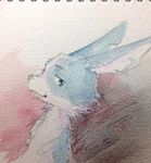  blue_fur fur happy_happy_clover lagomorph looking_at_viewer male mammal official_art rabbit rambler sayuri_tatsuyama sketch smile solo tabi-usagi-san traditional_media_(artwork) watercolor_(artwork) white_fur 