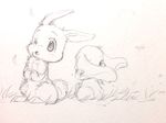  &lt;3 2016 chest_tuft chima cute duo female grass happy_happy_clover lagomorph long_ears lop_eared_bunny mallow_(hhc) mammal meru_(hhc) official_art one_eye_closed rabbit sayuri_tatsuyama sketch standing tuft wink 