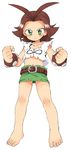  1girl angry brown_eyes character_request feet green_eyes oyatsu_(mk2) red_hair shorts toes 