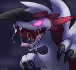  ambiguous_gender canine looking_at_viewer lycanroc mammal midnight_lycanroc mouth_shot nintendo pok&eacute;mon rainypaws red_eyes saliva solo teeth tongue video_games 