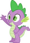  4_fingers absurd_res alpha_channel anthro dragon friendship_is_magic glessmlp green_eyes hi_res male my_little_pony scalie simple_background smile solo spike_(mlp) transparent_background waving young 