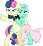  007 2015 alpha_channel bonbon_(mlp) bow_tie clothing cutie_mark determined dress duo earth_pony equine female feral friendship_is_magic fur hair horn horse james_bond lyra_heartstrings_(mlp) mammal multicolored_hair my_little_pony parody pony scared simple_background transparent_background two_tone_hair unicorn xebck 