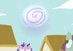  ? building cloud equine friendship_is_magic horse house jailbait_knight looking_up mammal my_little_pony pony portal rooftop sky sparkles text 